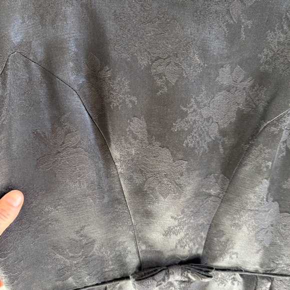 Vintage 50s 60s Black Floral Brocade Pinup Dress and Jacket Set - Picture 5 of 16